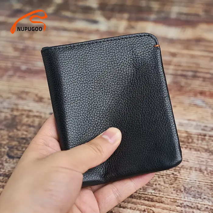 Portefeuille fin en cuir véritable pour homme