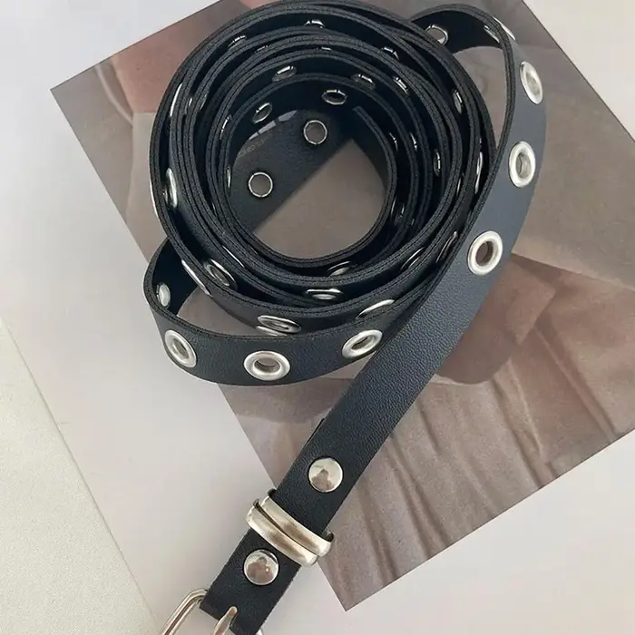 Mode Double cercle ceinture pour femmes PU cuir