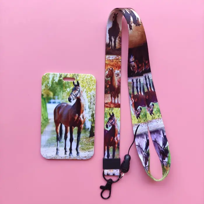 Porte-carte d'identité avec lanière de cheval animal pour garçons, étui pour carte de crédit, protec