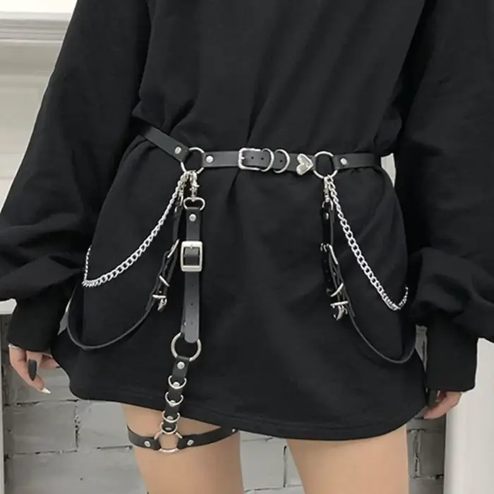 Ceinture de jupe en cuir PU pour femme