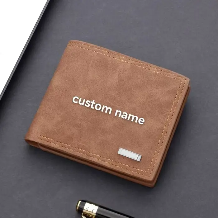 Portefeuille personnalisé pour hommes avec nom gravé, portefeuille en cuir pour garçons d'honneur, c