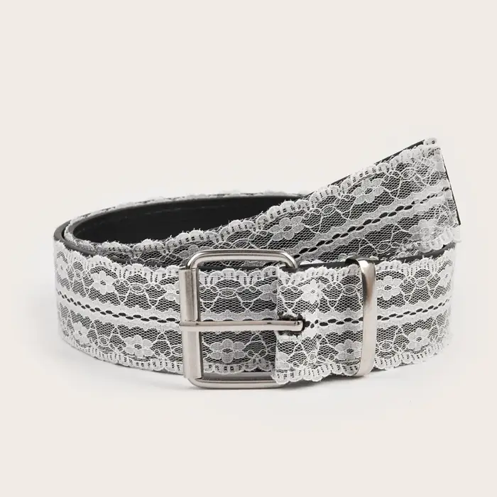 Belle ceinture de taille en dentelle en cuir blanc à fleurs, sangle de taille décontractée, accessoi