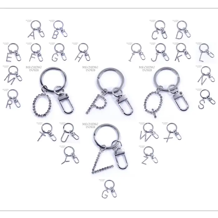 Porte-clés pendentif lettre cristal strass Alphabet