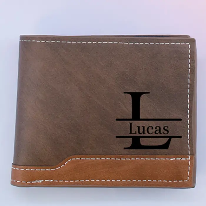 Portefeuille personnalisé avec initiales et nom, portefeuille pour homme personnalisé, style monogra