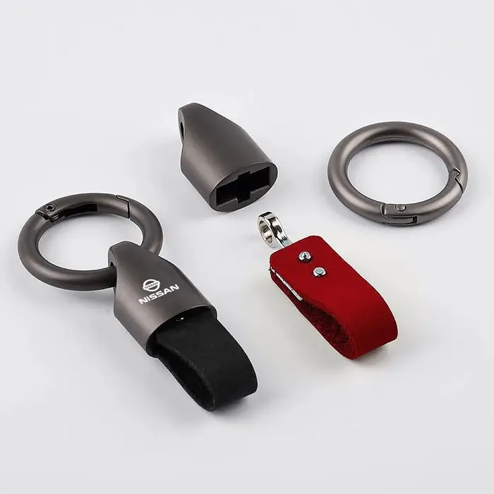 Porte-clés de luxe en daim/métal pour hommes et femmes