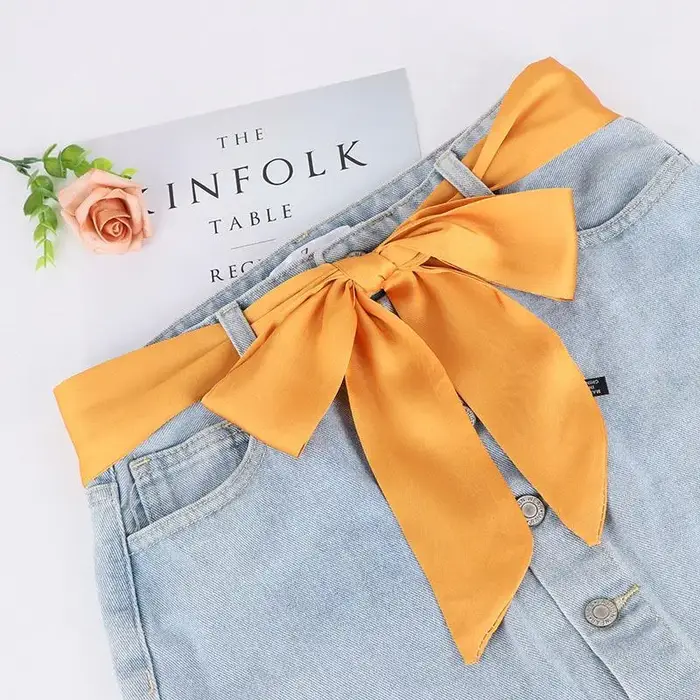 Ceinture élégante en ruban de couleur unie pour jupes et jeans ; Idéal pour les robes de mariage et 