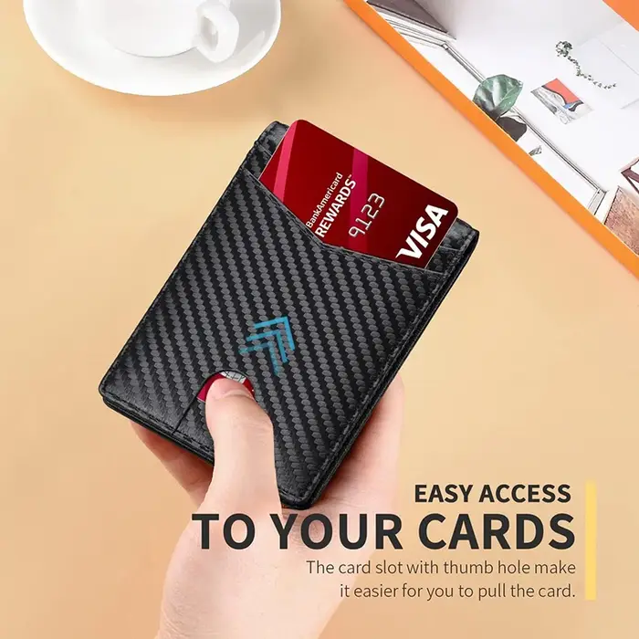 Portefeuille pour hommes en cuir Rfid ultra fin avec fenêtre d'identification