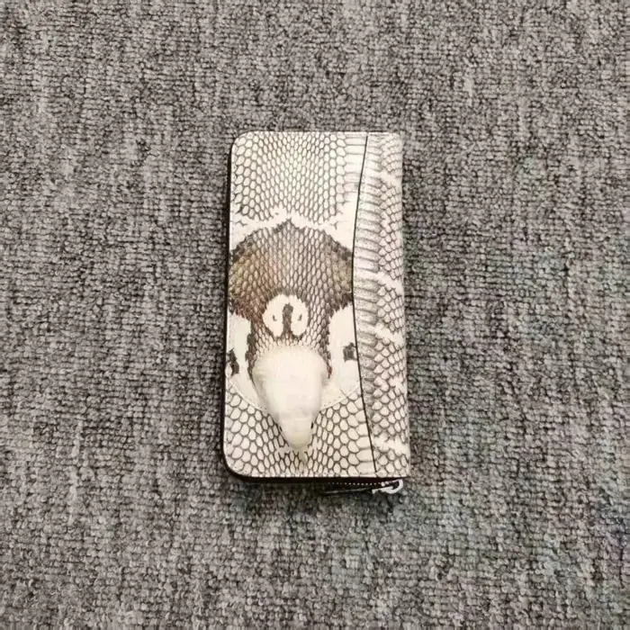 Portefeuille Homme en Cuir Véritable de Haute Qualité, Motif Peau de Serpent, Pochette de Luxe Décontractée pour Homme, Porte-Cartes Long Tendance