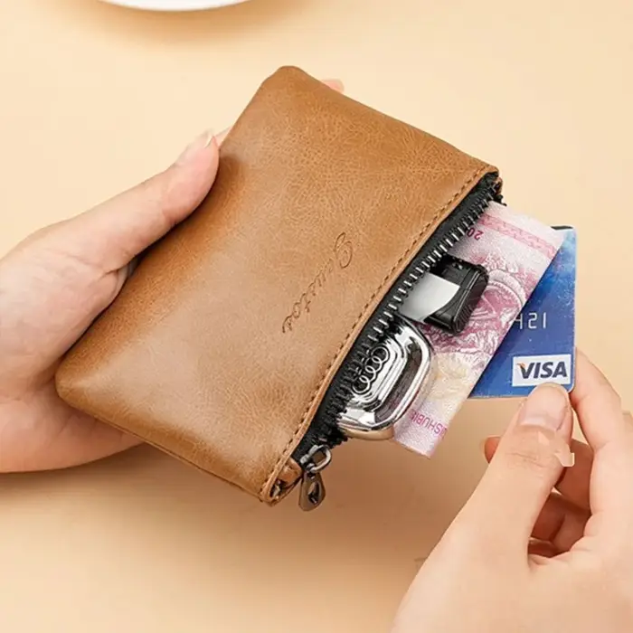 Porte-monnaie miniature en cuir PU gaufré avec fermeture éclair WERLLANDS