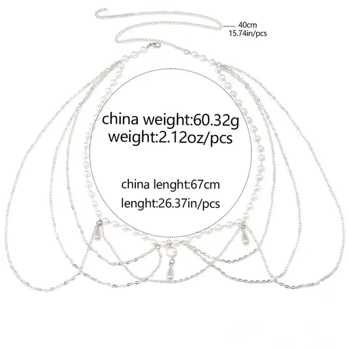 Elegant Pearl Women's Belt Simple Adjustable Metal Thin Chain