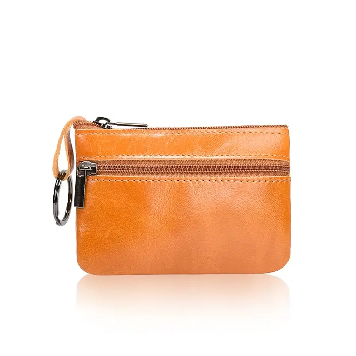 Porte-monnaie en cuir véritable pour homme et femme