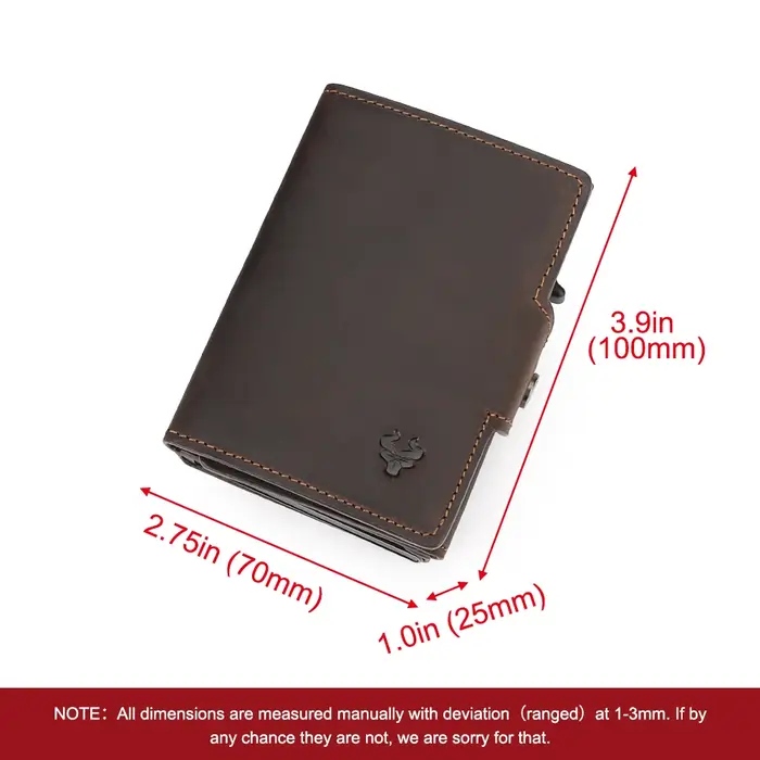 HUMERPAUL hommes porte-carte avec poche d'argent Crazy Horse cuir Pop Up minimaliste portefeuille RFID blocage mince métal carte bancaire étui