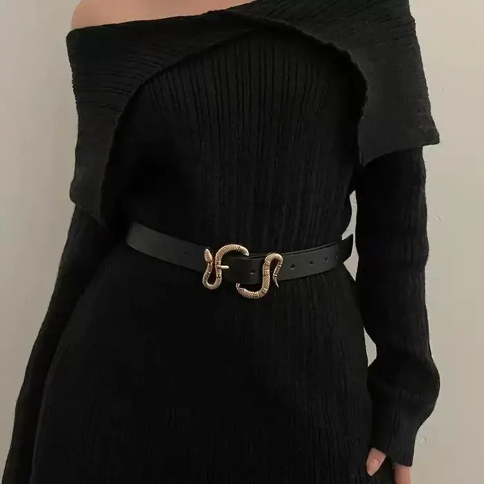Ceinture en PU à boucle serpent rétro