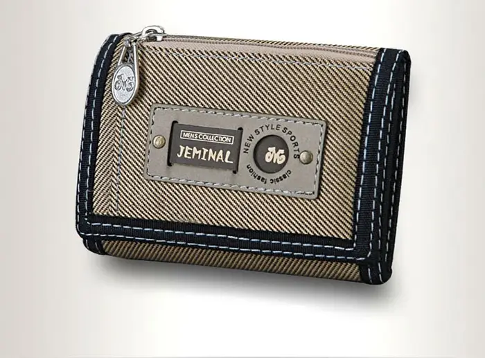 Portefeuille en Toile à Fermeture Éclair pour Homme, Porte-monnaie Court, Porte-cartes, Carte d'Iden
