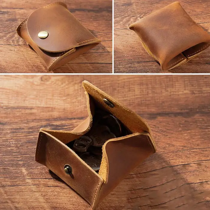 Portefeuille en cuir à fermeture à pression