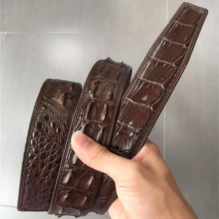 Ceintures marron en peau de crocodile authentique pour hommes