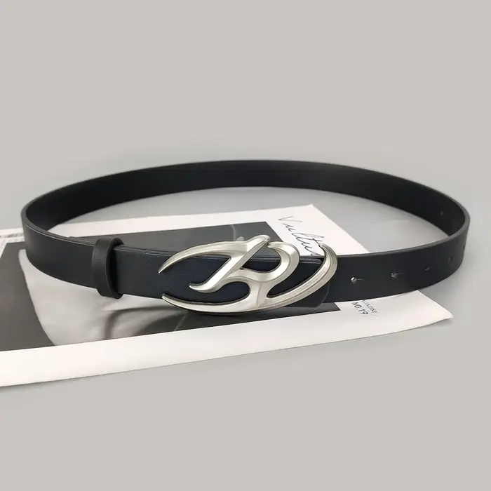 Ceinture en cuir PU noir pour femme
