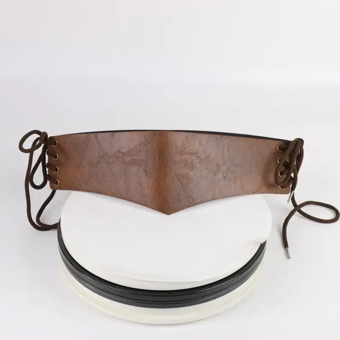 Ceinture en cuir PU marron rétro