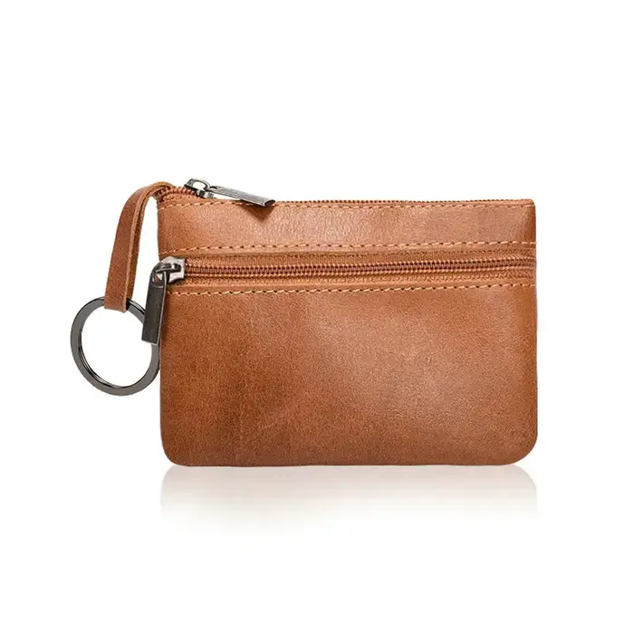 SENODERN-Porte-monnaie en cuir véritable pour homme et femme, mini porte-monnaie en poudre avec port