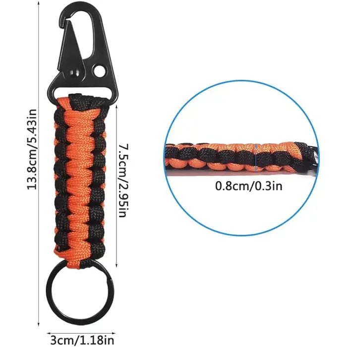 Paracorde porte-clés mousqueton Clips militaire tressé Parachute corde lanière