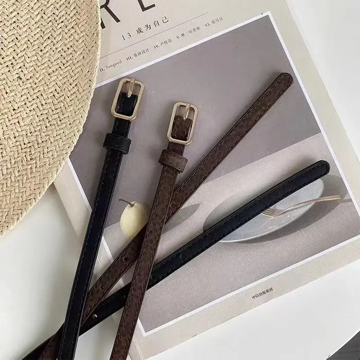 Ceinture rétro française en cuir PU pour femmes