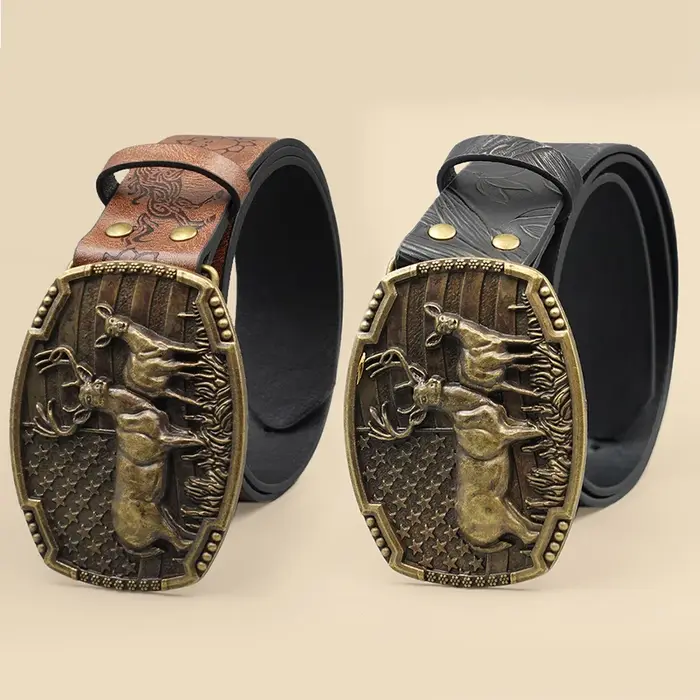 Ceinture Western Cowboy Street Style – Motif Animal sculpté