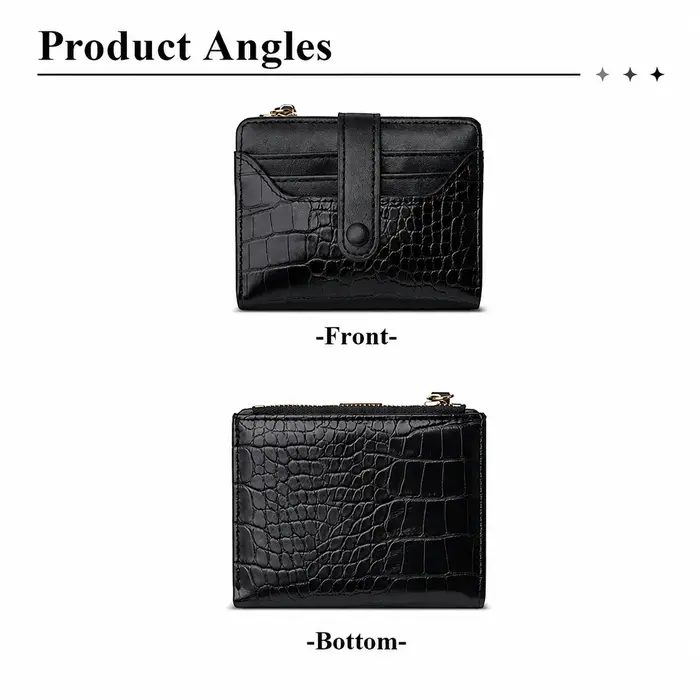 Portefeuille léger à double pli en cuir PU gaufré motif crocodile