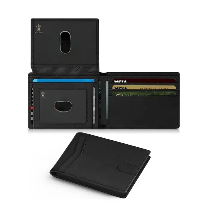 Portefeuille pour hommes en cuir Rfid ultra fin avec fenêtre d'identification portefeuille multi-car