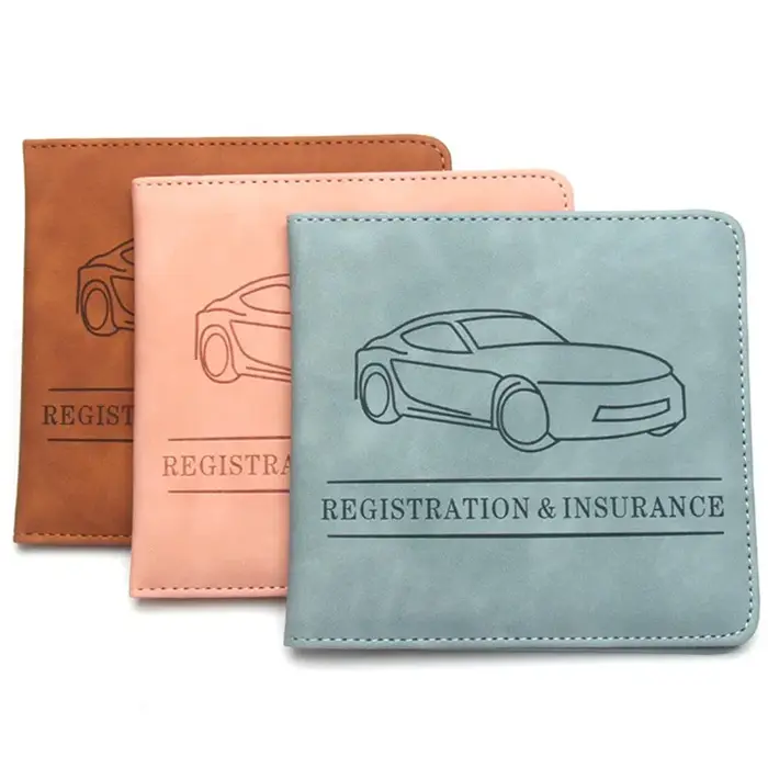 Porte-carte d'assurance et de permis de conduire d'enregistrement de voiture-boîte à gants de véhicule en cuir organisateur de documents automobiles