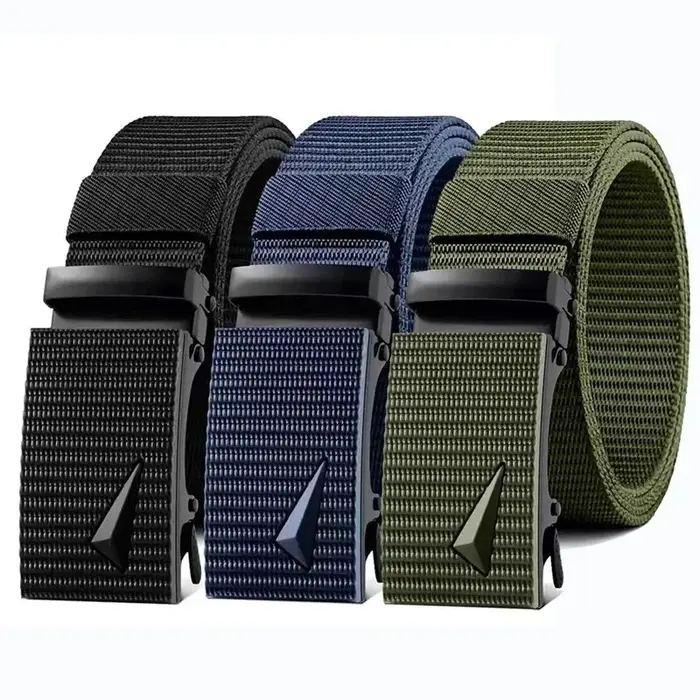 Ceinture de sport en toile automatique pour hommes, sangle en nylon, sangle en métal, travail en ple