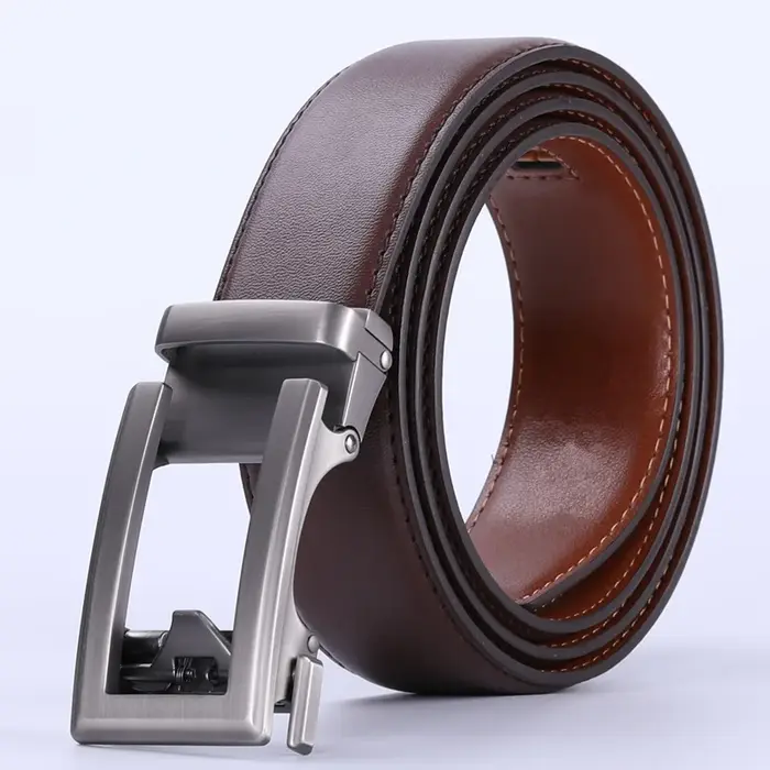 Marron café noir herbe vert hommes Ceinture automatique cliquet boucle marque de luxe en cuir véritable