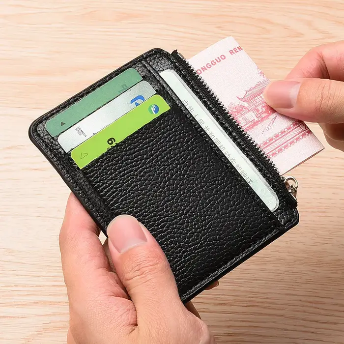 Portefeuille en cuir mince pour hommes