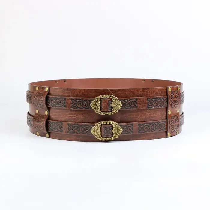 Ceinture en cuir PU double largeur épaisse
