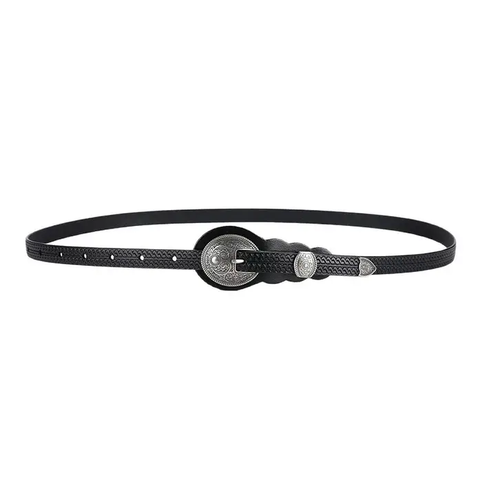 Ceinture vintage pour femme 110 cm en cuir véritable texturé, ceinture décorative polyvalente pour r