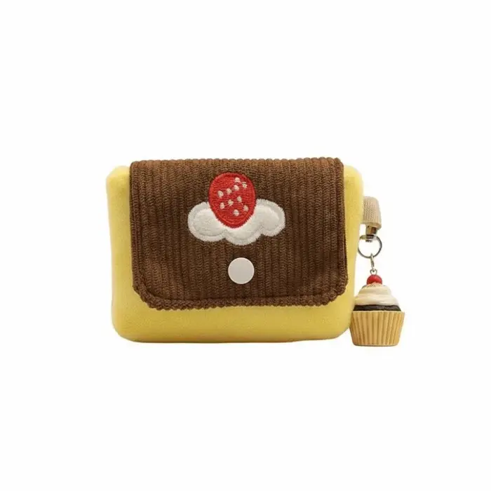 Porte-monnaie en velours doux motif pudding de cerises