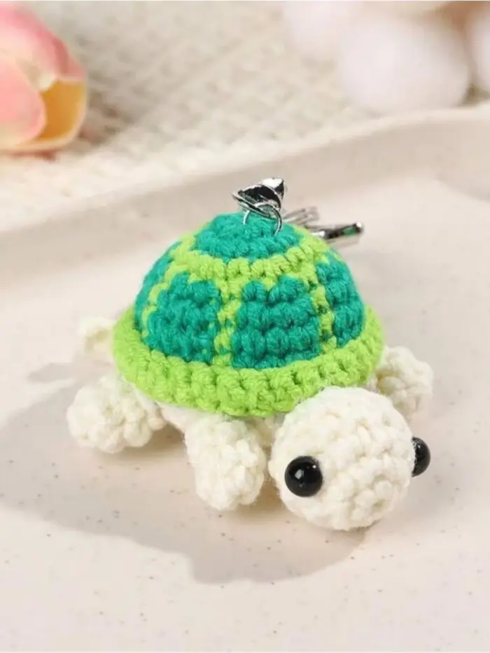 Porte-clés tortue en crochet fait main