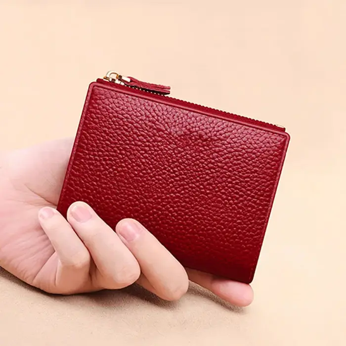Portefeuille court multi-cartes en cuir PU grainé avec fermeture éclair WERLLANDS