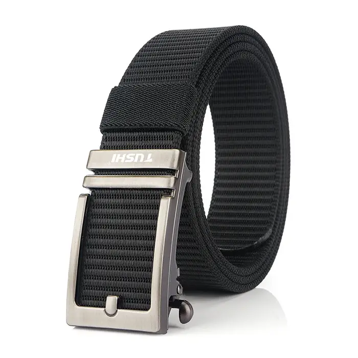 KOLBER Ceinture Décontractée Épaisse Pour Hommes Métal Boucle Automatique Souple Véritable Nylon Cei