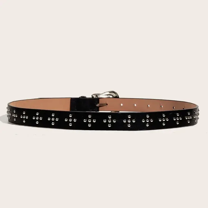 Ceinture de style rétro européen et américain avec boucle en métal embossée