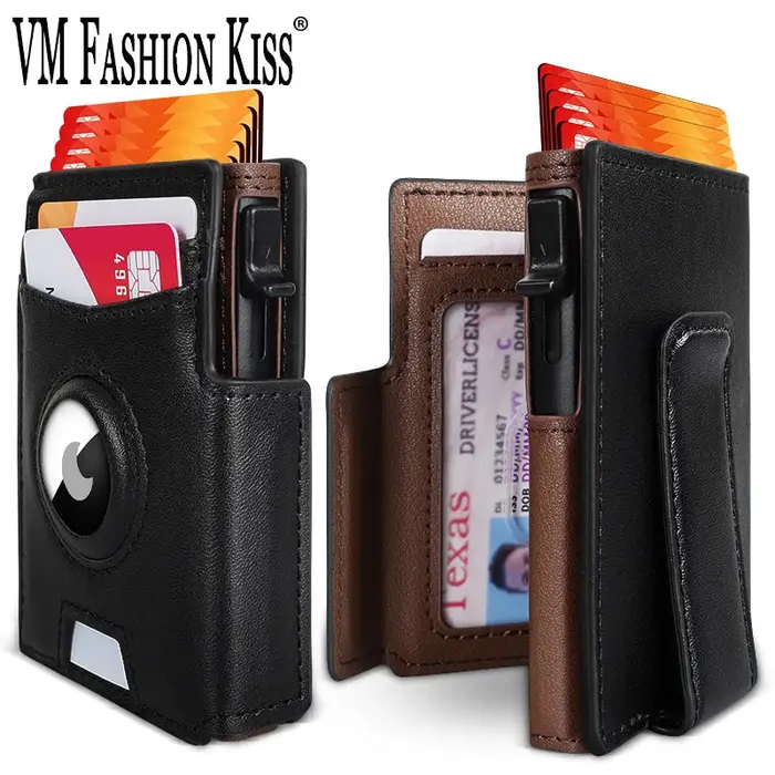 Portefeuille en cuir noir pour homme