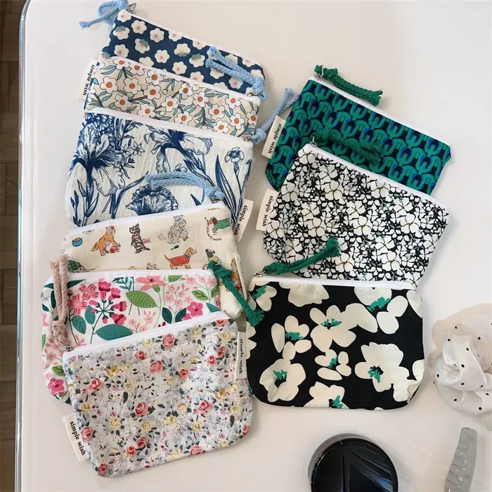 Porte-monnaie à fermeture éclair pour femmes, pochette Vintage à fleurs, petit portefeuille frais en