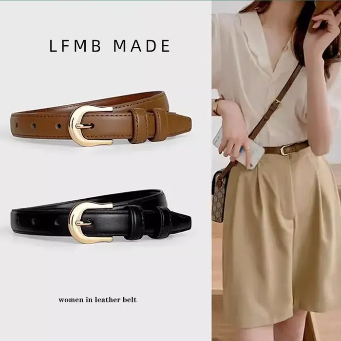 Ceinture d'été marron avec pantalon occidental assorti, Simple et polyvalente, nouvelle décoration à
