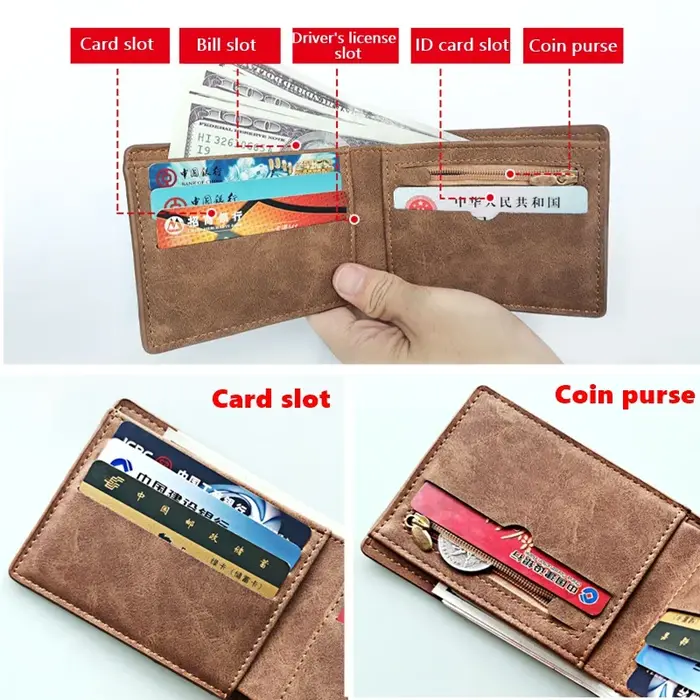 Portefeuille en cuir PU pour hommes