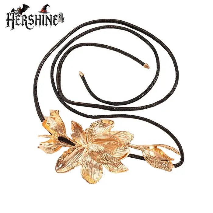 HERSHINE Ceinture ornée de lotus doré pour femme