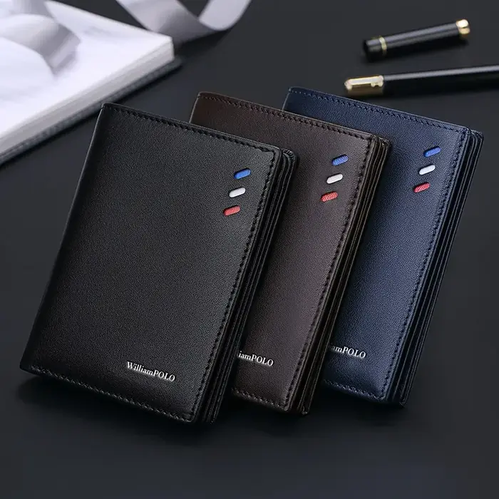 Portefeuille en cuir véritable pour hommes, porte-cartes de style court à la mode, pièce de monnaie multifonctionnelle d'hectare