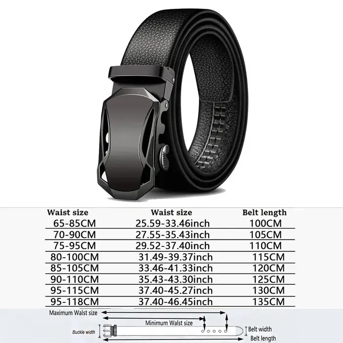 Ceinture pour homme en cuir de luxe avec boucle automatique