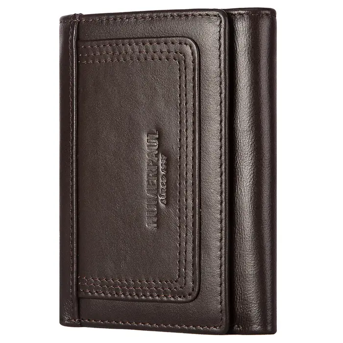 HUMERPAUL portefeuille mince pour hommes RFID Original en cuir véritable porte-cartes à trois volets petite pochette de