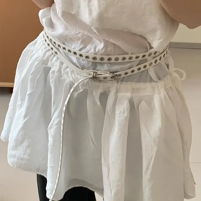 Ceinture de taille en cuir PU avec œillets à rivets