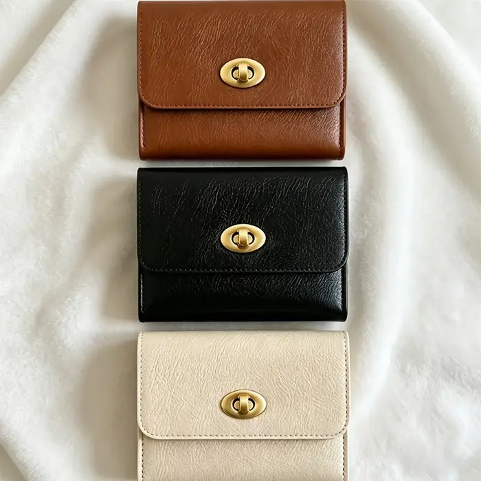 Porte-cartes et porte-monnaie mini rétro en cuir PU WERLLANDS avec fermoir rotatif multicolore