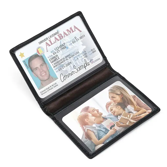 Porte-cartes en cuir véritable avec nom personnalisable pour hommes et femmes